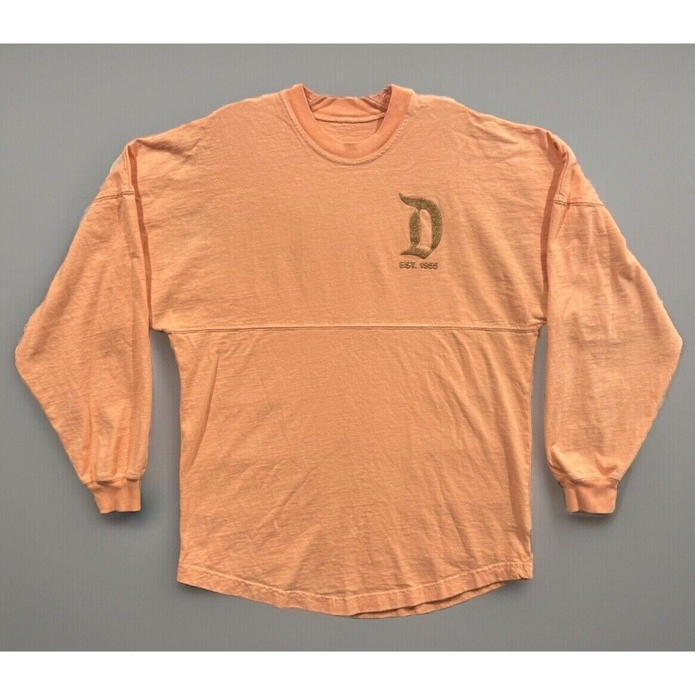 Disneyland Resort Spirit Jersey Shirt Sz XS Peach Rose Gold Glitter W FLAW